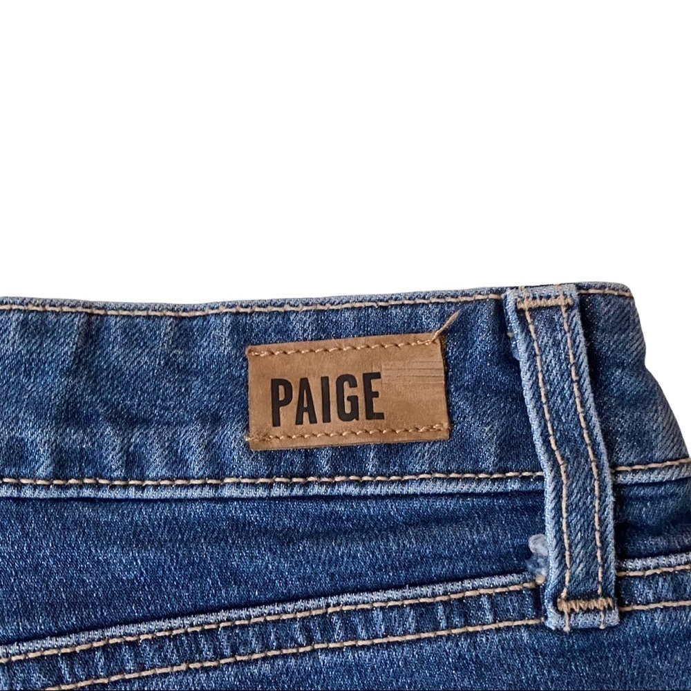 Paige Julia Medium Wash Felice Seamed Distressed Uneven Raw Hem Denim Jean 28x28 - Picture 11 of 14